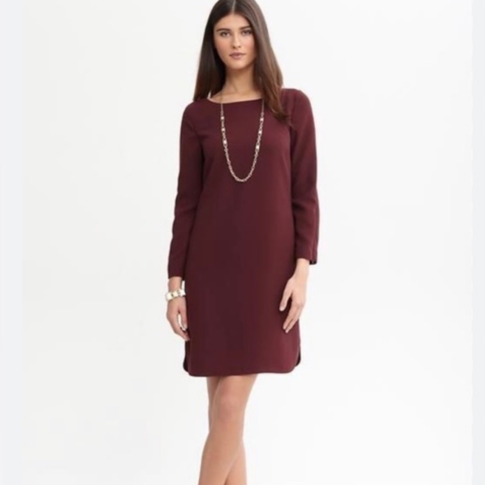 Banana Republic Red Long Sleeve Bateau A-line Dress